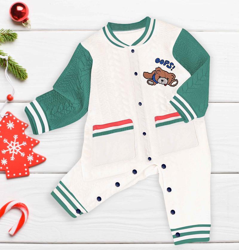 Sports Winter Wear Sweater Romper and Onesies for Newborn and Infant Baby - Green