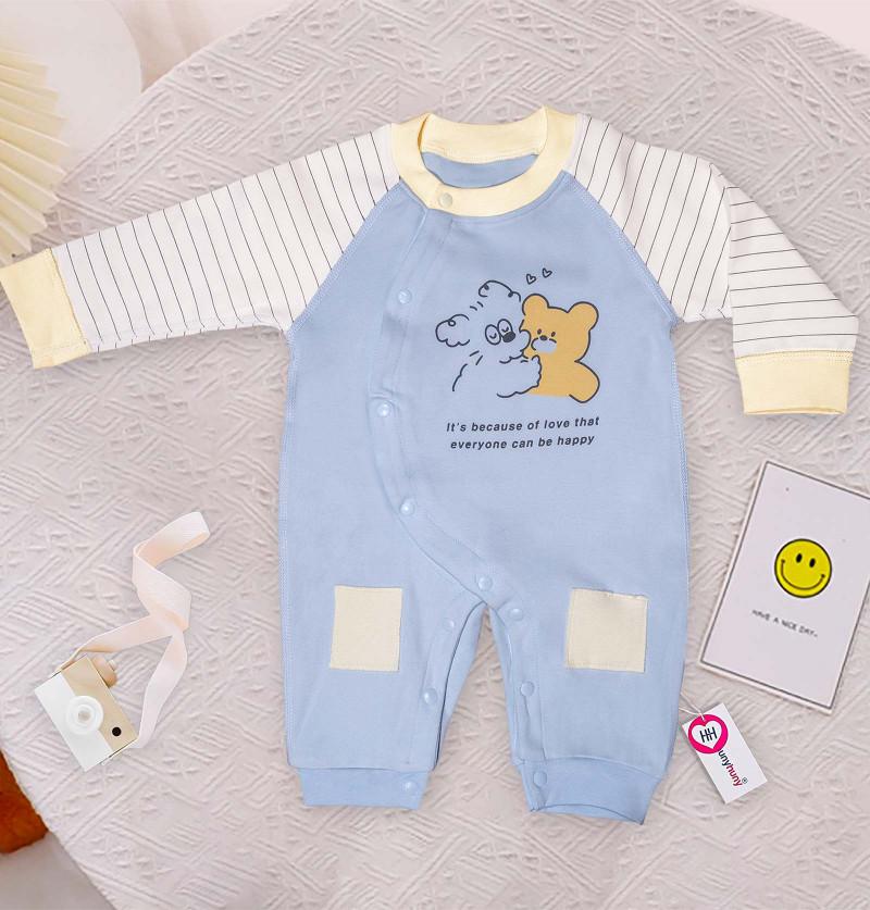 Bear Hug Supersoft Organic Cotton Romper Bodysuit for Infant - Blue