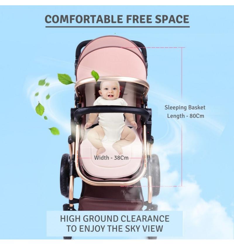 twins pram with big comfortable space for the baby