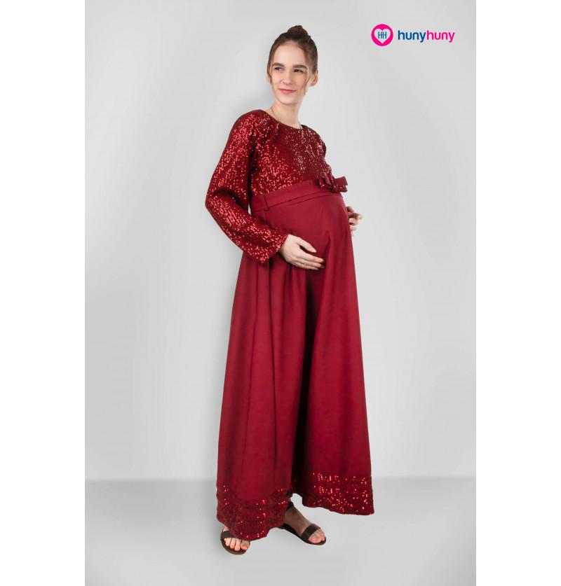 Maternity Gown - Wine Color