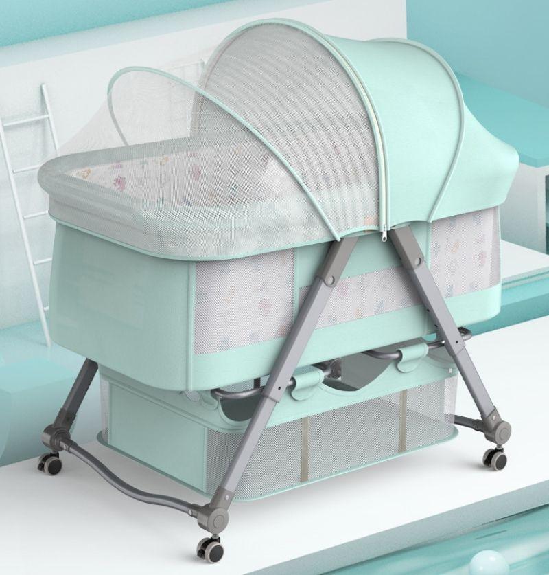 Travel Baby Bedside Bassinet Foldable Cot - with Mosquito Net