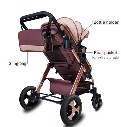 best travel stroller for flying with sling bag and rear pocket for extra storage