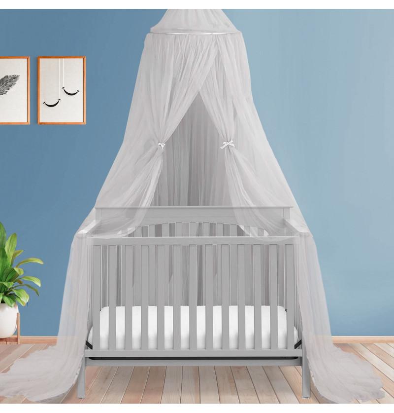 HunyHuny Canopy Mosquito Net GREY for Baby Cot Crib Bed