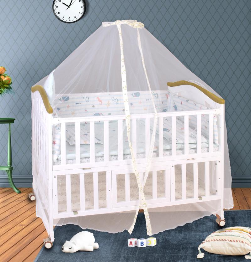 infants crib with beautiful full length mosquito net