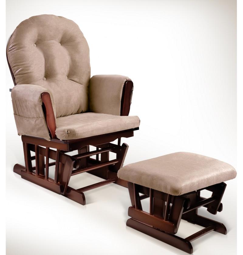 HunyHuny Premium Rocking Glider Nursing Armchair & Ottoman cum Footstool Set in Honey Brown