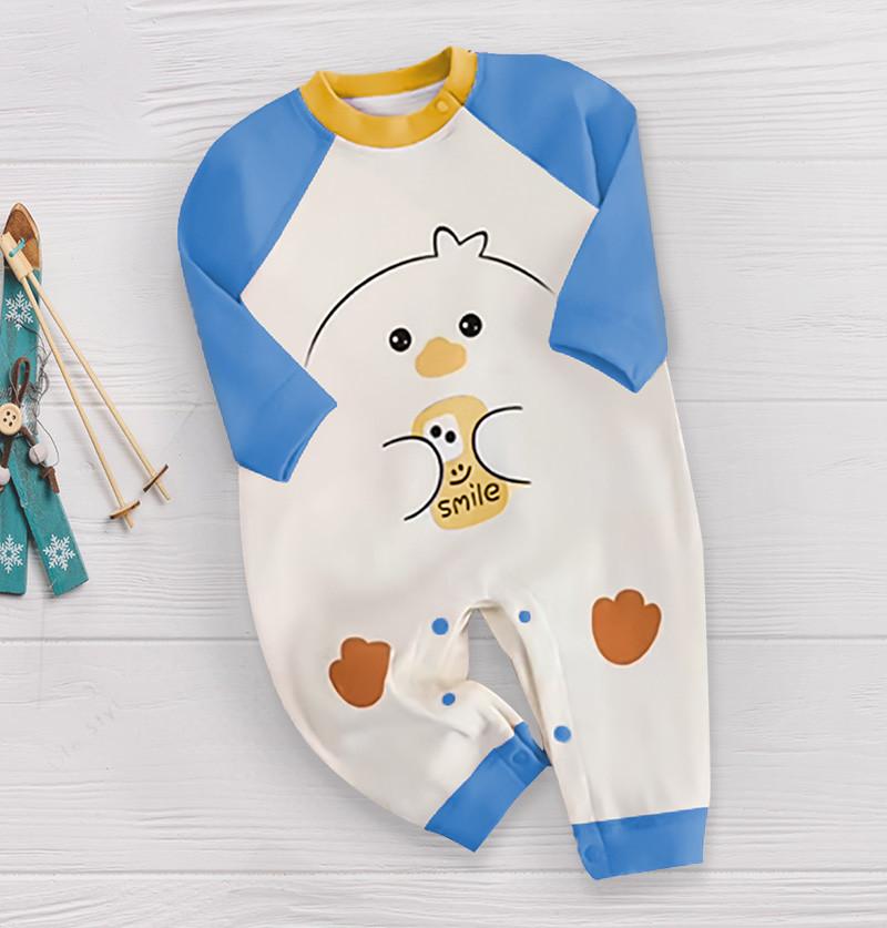 Cute Little Chicken Print Soft Rompers and Onesies for Newborns - Blue