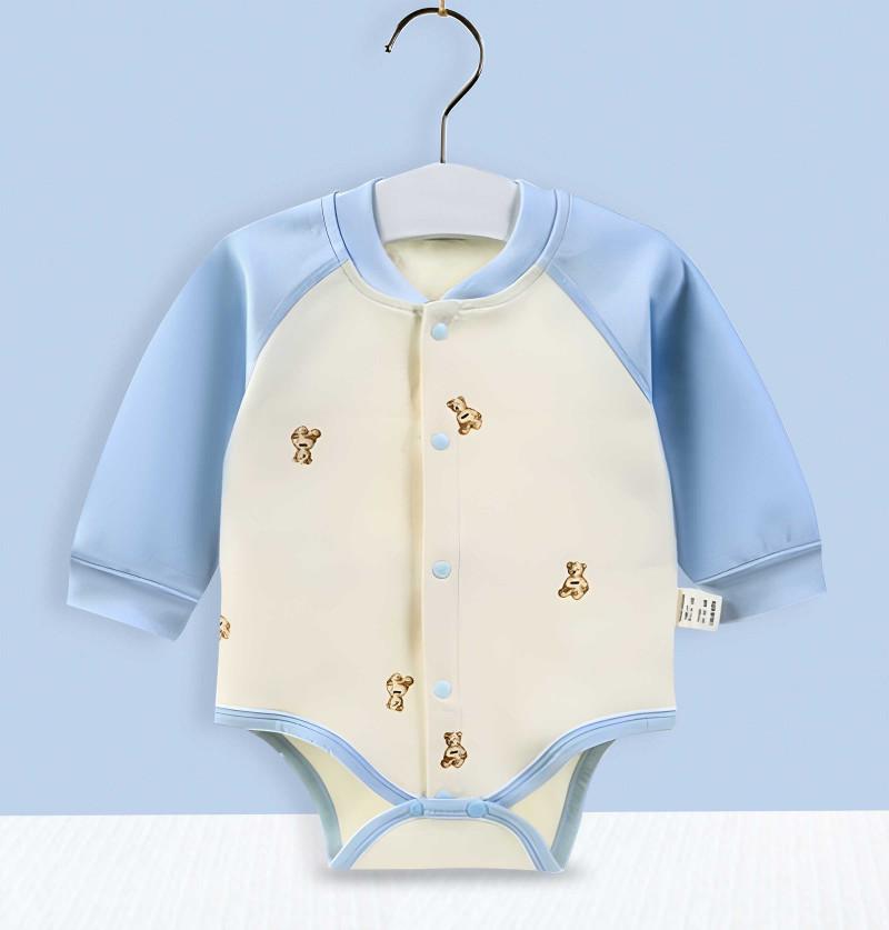 Printed Romper Soft Organic Cotton Onesies for Newborn and Infants - Blue